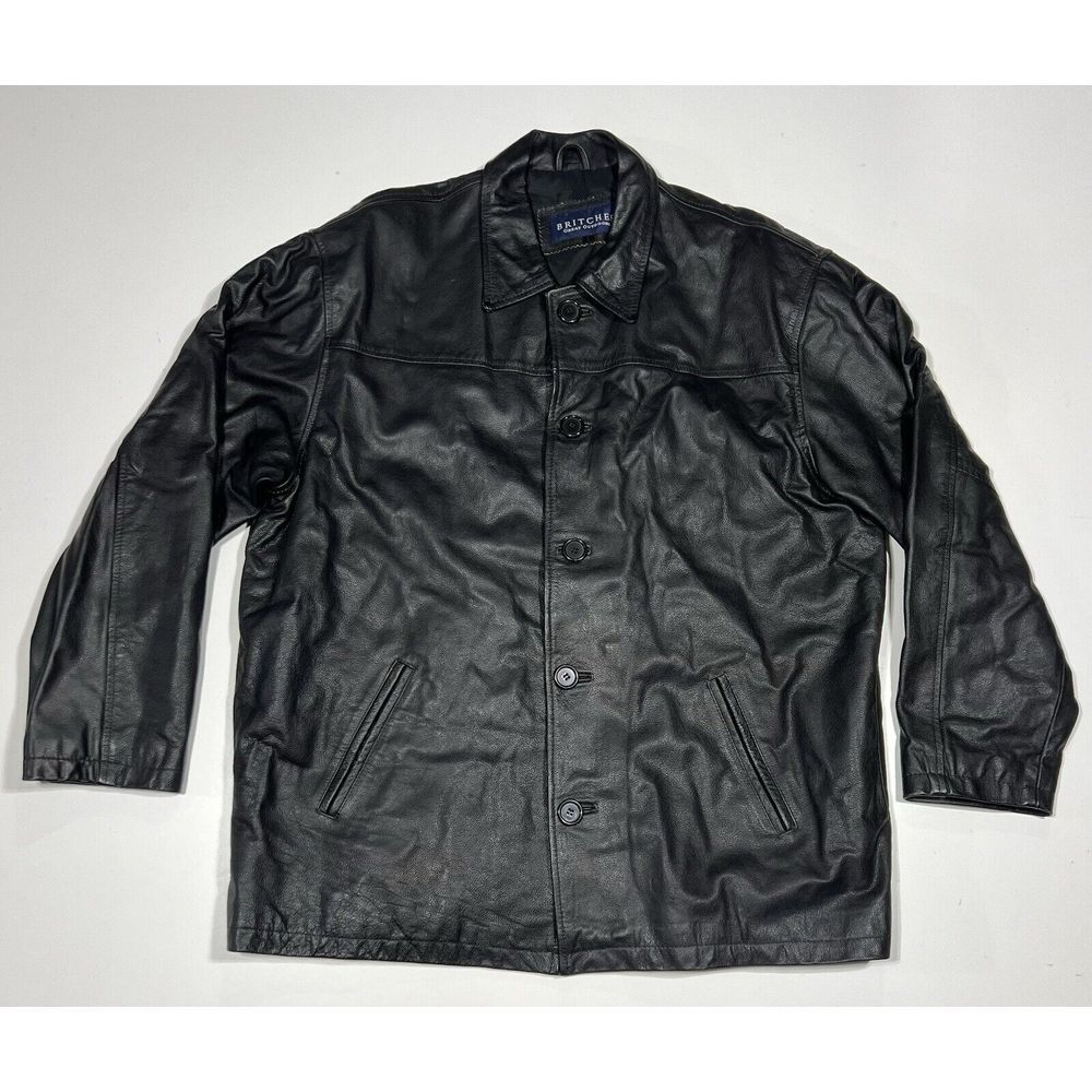 Vintage Britches Great Outdoors Black Mens Genuine Leather Jacket‎ Size L